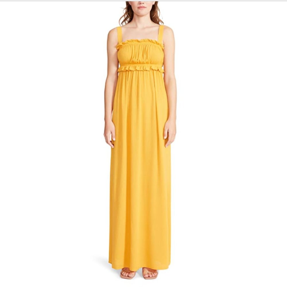 BB DAKOTA by STEVE MADDEN Orange Grooves Maxi Dress Sz S -Sunflower (Yellow) NWT